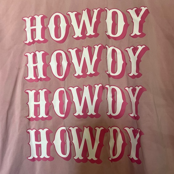 Pink Howdy Western Graphic Tee Drop Shoulder Cowboy Cowgirl Shirt Size Small - Picture 3 of 5